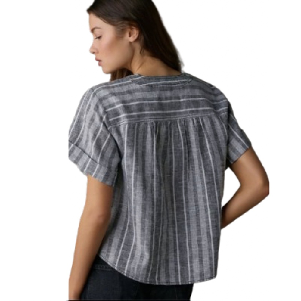 ANTHROPOLOGIE Pilcro Linen Henley Surf Shirt - Picture 3 of 15